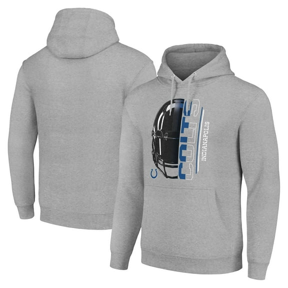 Unisex Starter Heather Gray Indianapolis Colts Half Helmet Logo Pullover Hoodie
