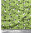 thumbnail image 1 of Soimoi Green Poly Georgette Fabric Coffee & CHill Text Print Sewing Fabric Yard 52 Inch Wide, 1 of 3