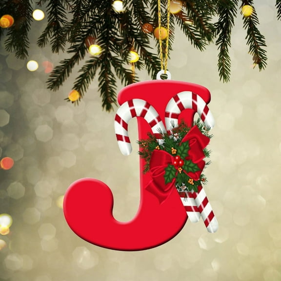 LQCrafK Christmas 26 Letter Ornaments 3Pc, Red Acrylic Initial Letter Christmas Tree Ornament A to Z, Christmas Stocking Letter Tags Ornament, Xmas Stockings Alphabet Hanging Pendant Gifts Decor