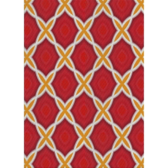 Ahgly Company Indoor Rectangle Patterned Tangerine Pink Novelty Area Rugs, 6' x 9'