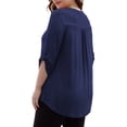 thumbnail image 6 of VERABENDI Women's Plus Size Tops 3/4 Sleeve Shirts Dressy Casual Metal Buckle V-Neck Tunic Blouses,M-4XL, 6 of 11