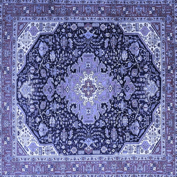 Ahgly Company Indoor Square Medallion Blue Traditional Area Rugs, 5' Square