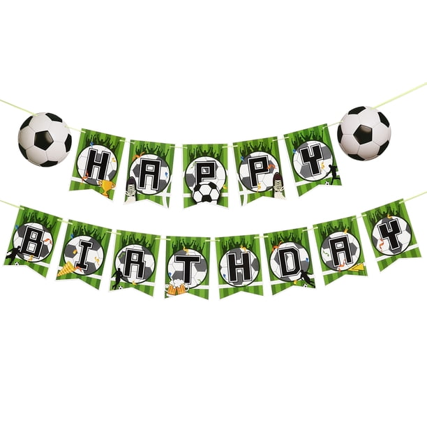 KAKOWELY Decoración de pancartas de fútbol para cumpleaños de niños, pancartas decorativas, suministros para fiestas, pancartas de fútbol