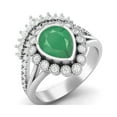 thumbnail image 2 of 925 Sterling Silver 1.99 Cts Pear Shape Emerald Solitaire Tiara Crown Mother's Day Gift Ring, 2 of 3