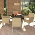 thumbnail image 1 of vidaXL 5 Piece Garden Dining Set with Cushions Poly Rattan Beige, 1 of 8