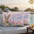 thumbnail image 5 of Happy Easter Pillow Covers 2 Pack Watercolor Rabbit Colored Eggs Flowers Pink Plaid Pillowcase Waterproof Outdoor Throw Pillow Cover for Patio Balcony Rectangular Cushion 20”x12”, 5 of 9