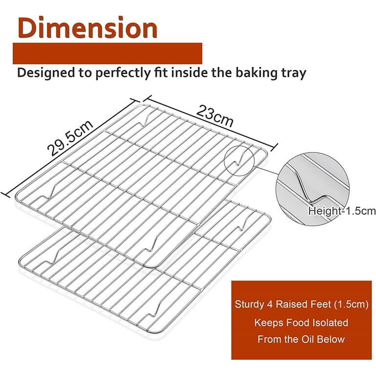 Cake Large Loaf Cooling Racks,Casewin Stainless Steel Grill Wire Rackfor  Roasting, Grilling, Cooking and Drying for Cake/Pizz a/Meat Fit Baking  Tray& Toaster Oven Dishwasher Safe(30* 23cm) 