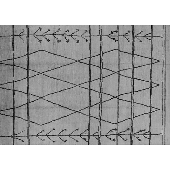 Ahgly Company Machine Washable Indoor Rectangle Oriental Gray Industrial Area Rugs, 8' x 12'