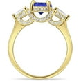 thumbnail image 6 of Trilogy Ring Round Pear Teardrop Blue Sapphire Cubic Zirconia Yellow Tone 925 Sterling Silver, Size 7, 6 of 7