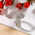 thumbnail image 2 of Eclet Jewels 14K White Gold Plated Wedding Anniversary Ring - 0.7 Ct Lab Diamond Round Cut Wedding Ring - Engagement Wedding Halo Ring For Women's - Engagement Solitaire With Accent Ring for Women's, 2 of 7
