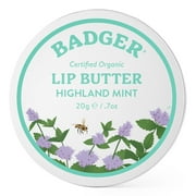Badger - Highland Mint Lip Butter, Moisturizing Organic Coconut Oil, Beeswax, Sunflower & Peppermint Oil