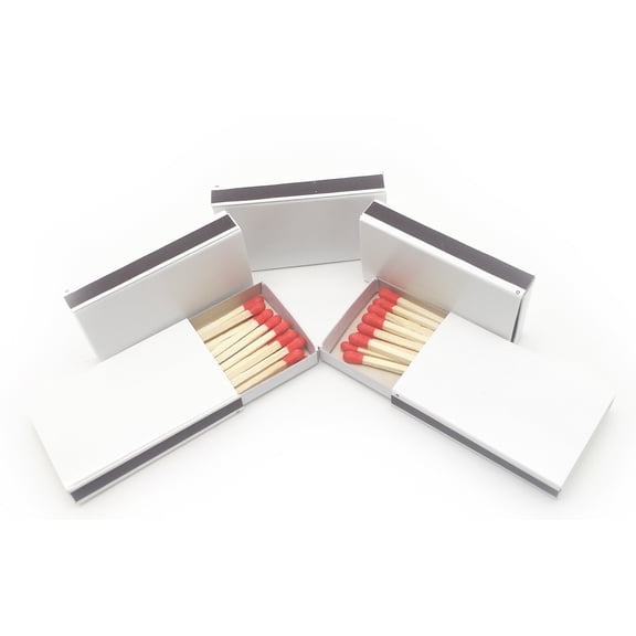 250 Plain White Cover Wooden Matches Box Matches with Red Heads (5 BOXES OF 50)