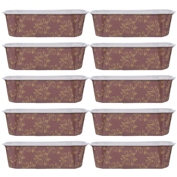 10 moldes desechables de papel para pan, antiadherentes, resistentes a la grasa, rectangulares, aptos para horno, ideales para pasteles y pan.