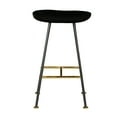 thumbnail image 2 of Elira 24" Backless Barstool with Handcrafted Mango Wood Saddle Seat | PVD Coating | Black Iron Legs | Gold Footrest, 2 of 3