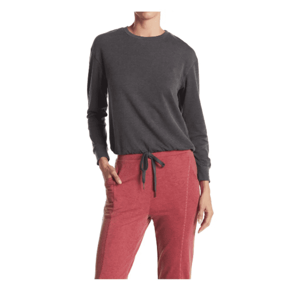 Nordstrom Drawstring Hem Pullover Sweatshirt White Willow, Black, S