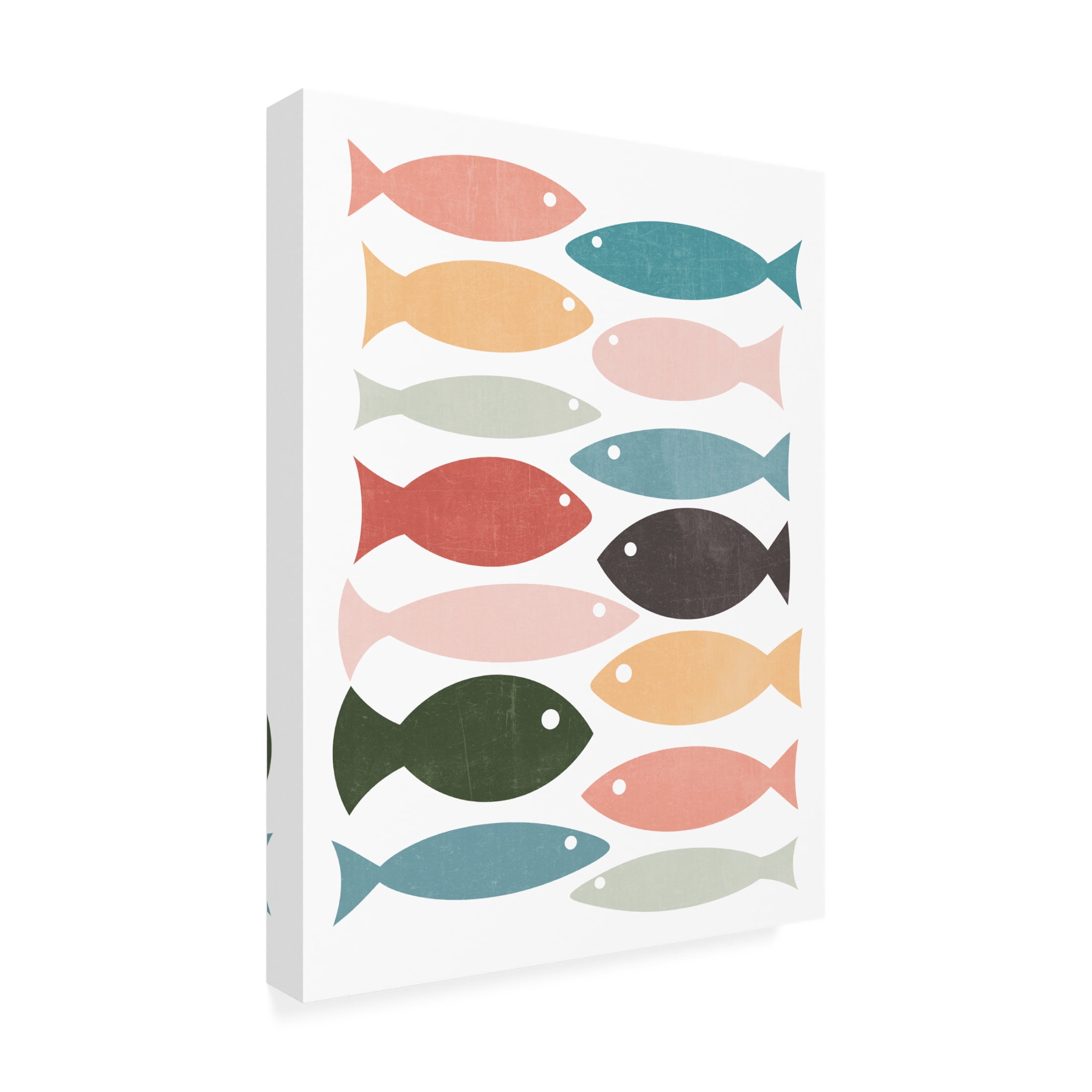 Canvas Wall Art - Tom Quartermaine 'Colorful Abstract Rows of Fish' Wall Art for Living Room, Bedroom, or Office Décor by Trademark Fine Art - 18 x 24 Inches