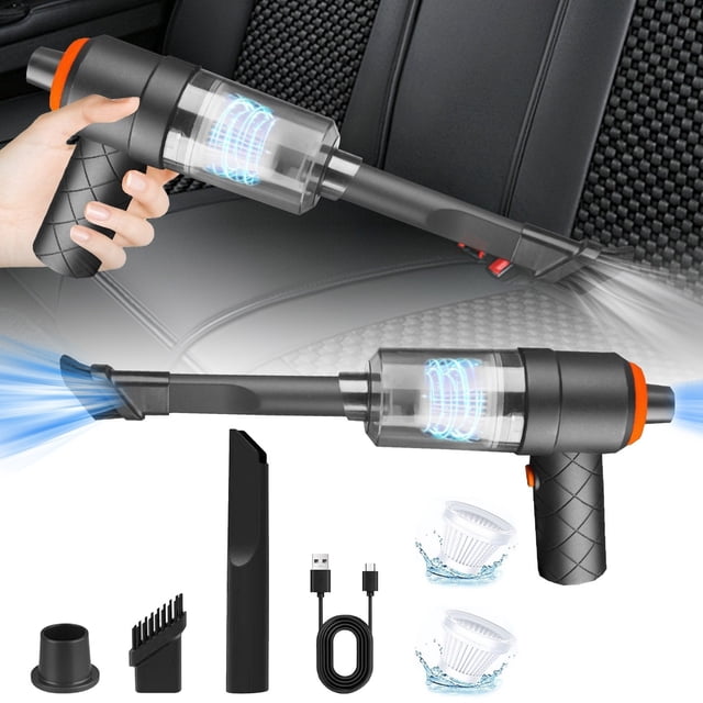Aspiradora de mano para coche, mini aspiradora inalámbrica recargable con fuerte succión y carga tipo C para coche, hogar y oficina