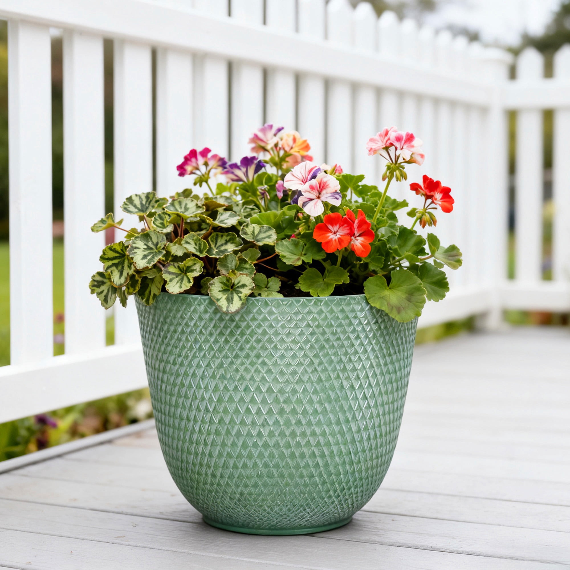 Better Homes & Gardens Lora Green Recycled Resin Planter 12.1in x 9.8in