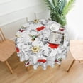 thumbnail image 2 of Red Flowers Birds Tablecloth Round 60 Inch Vinyl Grey Black Leaves Table Cloth Waterproof Fabric Farmhouse Tablecloths Decorative for Holiday Home Party Wedding Picnic, 2 of 6
