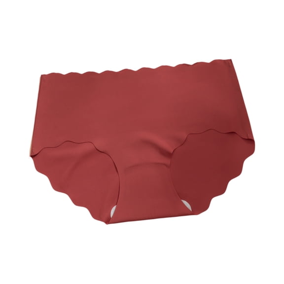 WULMLEO Seamless Briefs for Women Low Rise No Panty Line No Show Hipster Underwear Soft Stretch Lightweight High Cut Panties Red L