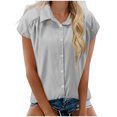 thumbnail image 1 of Camisas de Manga Larga para las Mujeres de Ajuste Suelto de las Mujeres de Algodón de Lino Blusa Casual Cuello en V, Poliéster, 1 of 8