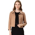 thumbnail image 1 of INSPIRE CHIC Veste Bomber Courte Élégante pour Femmes à Col en Pointe Boutonnée, 1 of 6