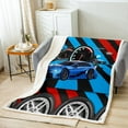 thumbnail image 2 of YST Race Car Fleece Blanket Extreme Racing Speed Blanket Kids Boys Cool Sports Car Throw Blanket Throw Size, Blue And Red Decor Sherpa Blanket Sofa Couch Gifts, 2 of 6