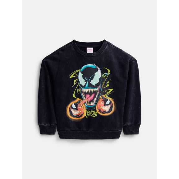Venom Boys Halloween Graphic Crewneck Sweatshirt with Long Sleeves, Sizes 4-18