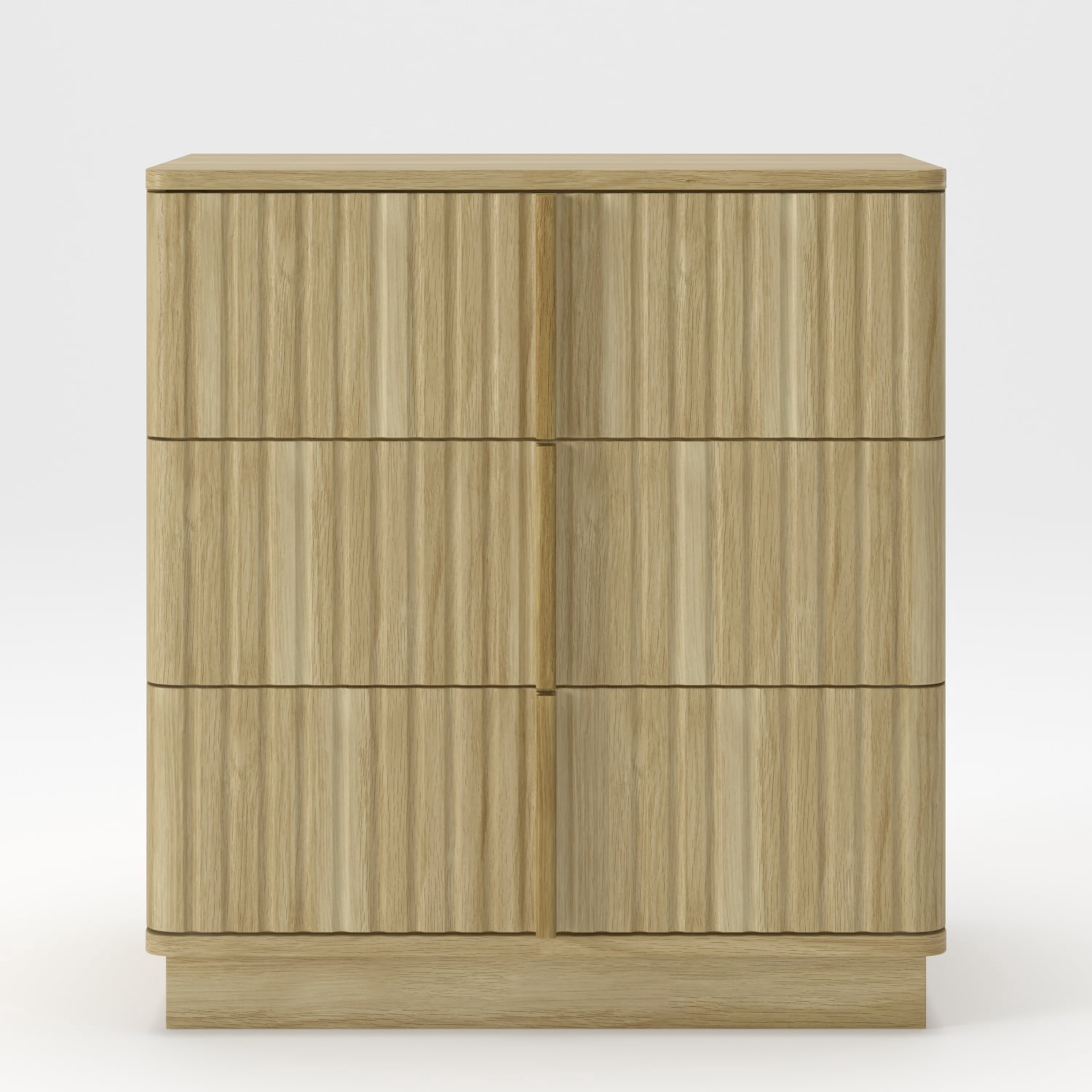 Hommoo Vintage Vertical Stripe 3-Drawer Nightstand, MDF Bedroom Side Table with Ample Storage, Modern Retro Design for Bedroom, Living Room & Home Office, Natural