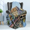 thumbnail image 4 of City Old Houses Soft Flannel Fleece Throw Blanket, Colorful Traditional French Houses River Lauch in Petite Venise Colmar, Cozy Plush for Indoor and Outdoor Use, 50" x 60", Multicolor, by Ambesonne, 4 of 5