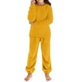 thumbnail image 5 of Fleece 2 Piece Outfits for Girls Fuzzy Pants Set Sweatsuits Furry Pullover Sweatshirt Long Sleeve Warm Sweatpants (Orange, 9-10 Years), 5 of 5