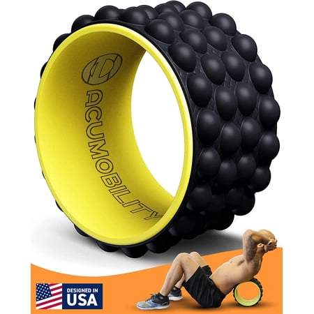 Acumobility Back Roller, Back Stretcher & Back Cracker for Back Pain - Patented Premium Foam Roller 11" Height 7" Width - The Ultimate Yoga Wheel, Spine Cracker & Back Roller Wheel for Back Cracking