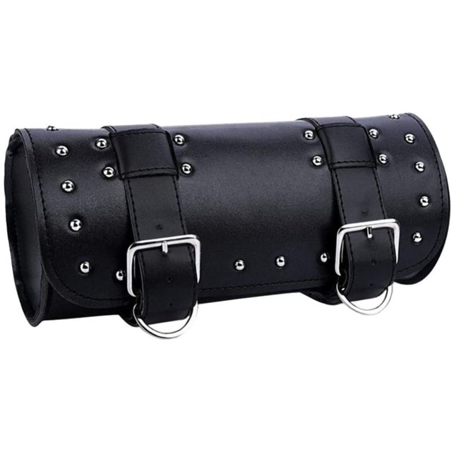 Bolsa para horquilla de motocicleta, bolsa de herramientas de cuero PU, bolsa para manillar, bolsa con ruedas de almacenamiento delantera y trasera para motocicleta (negro) JFHHH pequeña