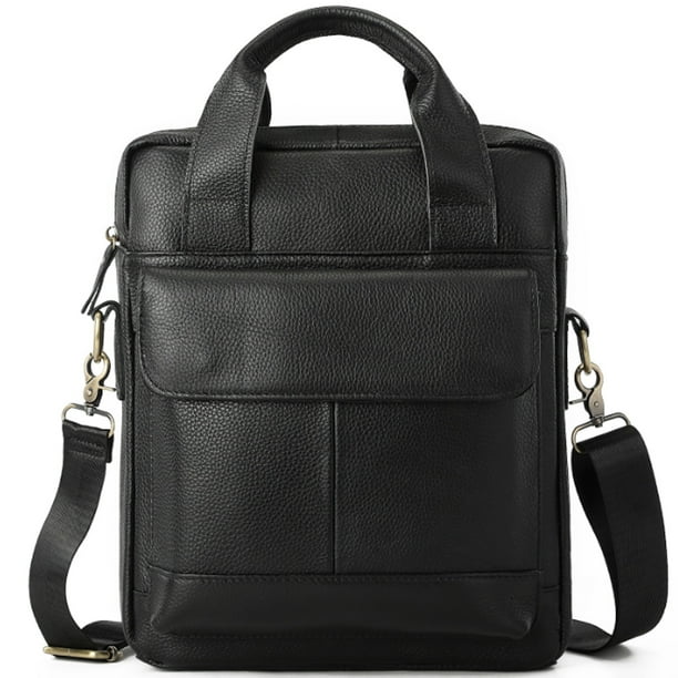 Bolso bandolera de piel auténtica para hombre, bandolera ajustable, para viajes, trabajo, negocios