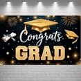 thumbnail image 6 of Gold Grad Cap Graduation Banner Colorful Stars Grad Backdrop Confetti Design Black Background Academic Background for Graduation Party College Graduation Grad Photo Shoot, 6 of 6