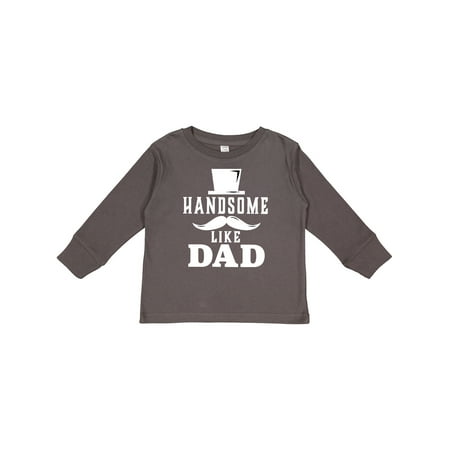 

Inktastic Handsome Like Dad with Top and Mustache Gift Toddler Boy Girl Long Sleeve T-Shirt