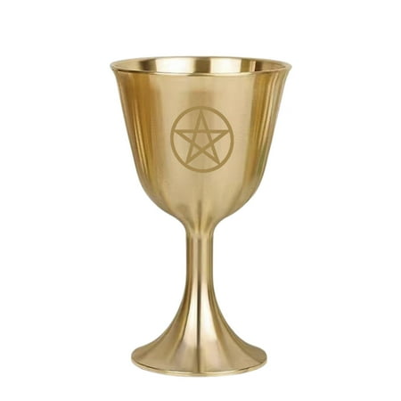 

Goxfaca Pentagram Chalice Chalice Goblet | Brass Wine Goblet Drinking Cup Pentacle Brass Chalice | Altar Chalice for Altars Rituals Prayers Anointing