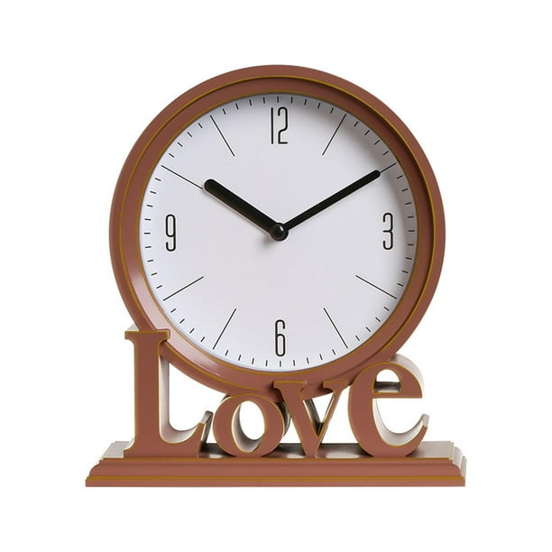 Reloj de mesa con carta de amor romántica, tamaño 18,5 x 6 x 20,6 cm, fácil de leer, elegante Marrón