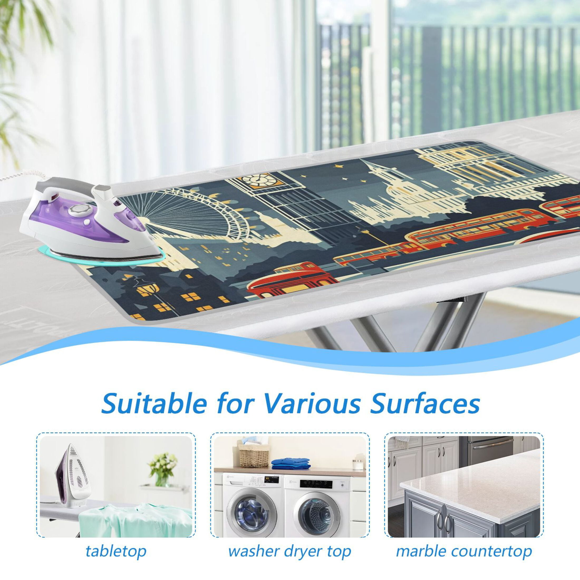 Abstract Style Scenery Ironing Mat Blanket for Table Top Travel Portable Ironing Board Pad 47.2x27.6 Inch