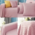 thumbnail image 3 of Pink 70.8" x 70.8" Knit Sofa Covers for Couch Covers Woven Sofa Throw Blanket Furniture Covers, Easy to Install, 3 of 7
