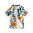 thumbnail image 4 of Abcomgle Boys Button Up Shirts Size 6-7 Button Down Short Sleeve Beach Shirts for Boys Tropical Floral Print Holiday Boys Dress Shirt,Earthy Yellow,5-6Years, 4 of 5