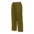 thumbnail image 4 of Capris For Women With Pockets Cotton Loose Fit Straight Leg Drawstring Elastic Waist Cropped Pant Casual Summer Linen Clothes Coffee 3XL, 4 of 7