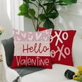 thumbnail image 4 of Valentine's Day Hello Valentine Hugs & Kisses Throw Pillow Covers 18x18 Inch Set of 4, Red Heart XOXO Striped Decorative Farmhouse Wedding Cushion Cases for Home Decoration (Red) G414-18, 4 of 6