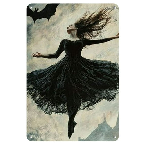 Charming Witch Halloween Metal Sign - Durable Iron Wall Decor, Easy Install, Perfect for Home & Bar, 8x12 Inches, Themed Wall Art|Artistic Metal Sign|Easyinstall Sign, Halloween Decorations