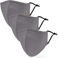 thumbnail image 1 of 3 Pack Masque Facial Lavable 3 Plis Réutilisable et Ajustable Gris, 1 of 4