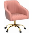 thumbnail image 5 of HULALA HOME Velvet Home Office Desk Chair, Modern Cute Computer Task Chair, Wheels Swivel Height Adjustable Upholstered Vanity Chair for Women, Girls (Gold Base, Pink), 5 of 13