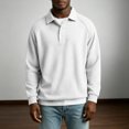 thumbnail image 6 of Knit Polo Shirts Mens Long Sleeve Casual Polo Sweaters Shirt Waffle Textured Collared Sweater White M, 6 of 7