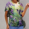 thumbnail image 6 of Flower Hummingbird T Shirts Basic T-Shirt Short Sleeve Ladies Tee Shirt Summer Graphic Clothing, 6 of 6