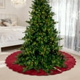 thumbnail image 4 of 48 Inches Ruffled Velvet Christmas Tree Skirt with Bow, Large Luxury Neutral Color Xmas Tree Skirt Mat for Christmas & New Year Holiday Home Party Decorations(Red), 4 of 6