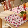thumbnail image 4 of Red Pink Strawberry Placemats Set of 8 Beige Lovely Summer Spring Fruit Place Mats Indoor Wipeable Table Mats Washable Cloth Dining Table Placemats for Kitchen Holiday Party Home Decor 13x19 Inch, 4 of 9